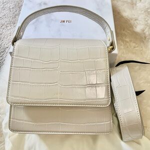 JW PEI FAE Top Handle Crossbody Bag- Ivory Croc White NEW w/ Tag Gold Hardware